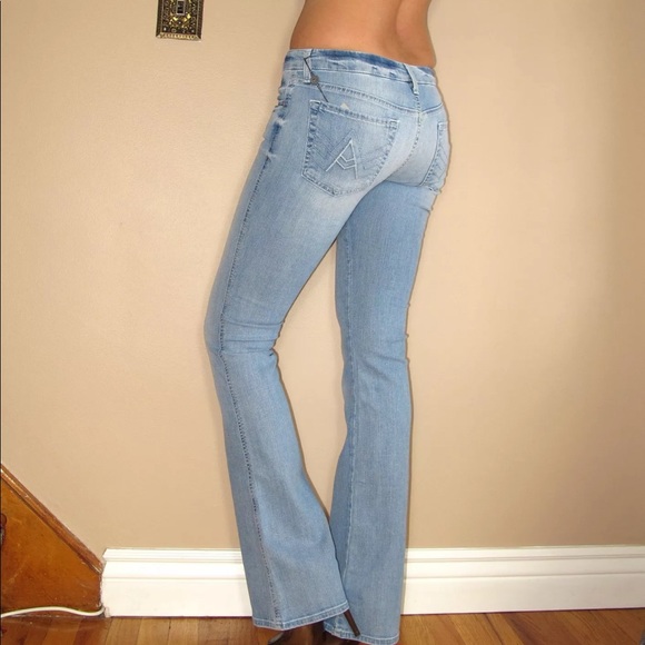 π 7 For All Mankind Low Rise Y2K Light Vintage Bootcut Jeans 27 Fits Like 26 - Picture 7 of 8